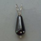 Luscious 8x15mm Gray Black Hematite Pendant Sterling Silver
