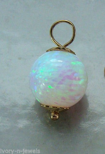 Stunning 10mm Lab Opal INTERCHANGEABLE Pendant YG or SS