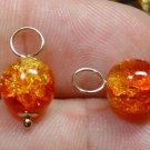 8mm Yellow & Orange Fire Cracked Crystal INTERCHANGEABLE Earring Charms YG or SS