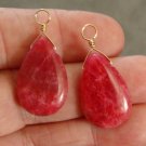 Beautiful 17x25mm Deep Pink Rhodonite INTERCHANGEABLE Earring Charms YG or SS