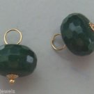 8x12mm Dark Green Faceted Jade INTERCHANGEABLE Earring Charms YG or SS