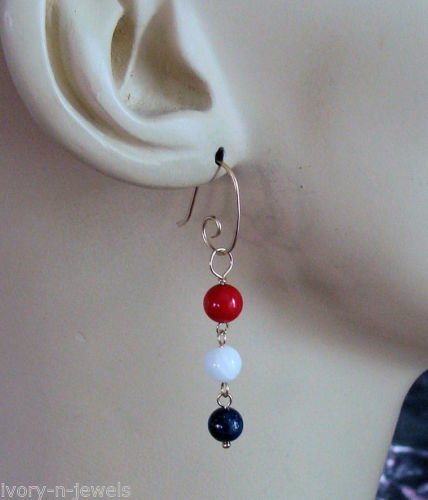 Dangling Red White & Blue Patriotic INTERCHANGEABLE Earring Charms YG or SS