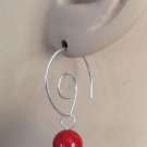 9mm Natural Red Coral INTERCHANGEABLE Earring Charms YOUR CHOICE YG or SS