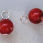 9mm Natural Red Coral INTERCHANGEABLE Earring Charms YOUR CHOICE YG or SS