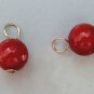 9mm Natural Red Coral INTERCHANGEABLE Earring Charms YOUR CHOICE YG or SS