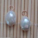 ROSE GOLD 12mm White Freshwater Baroque Pearls INTERCHANGEABLE Earring Charms RG