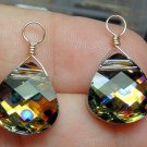 15mm Swarovski Peacock Eye Reversible INTERCHANGEABLE Earring Charms YG or SS