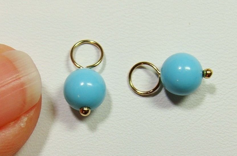 Tiny 6mm Turquoise INTERCHANGEABLE Earring Charms YOUR CHOICE YG or SS