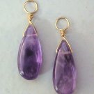 Genuine Amethyst Teardrop INTERCHANGEABLE Earring Charms YOUR CHOICE YG or SS