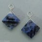 Denim & Black Sodalite Diamond Shaped INTERCHANGEABLE Earring Charms YG or SS