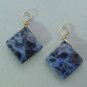 Denim & Black Sodalite Diamond Shaped INTERCHANGEABLE Earring Charms YG or SS