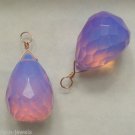 HUGE XL Faceted Blue Purple Pink Opalite INTERCHANGEABLE Earring Charms ROSE gld