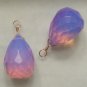 HUGE XL Faceted Blue Purple Pink Opalite INTERCHANGEABLE Earring Charms ROSE gld