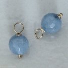 Faceted 10mm Blue Jade INTERCHANGEABLE Earring Charms YOUR CHOICE YG or SS