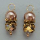 Double Champagne Crystals & Glass Pearls INTERCHANGEABLE Earring Charms YG or SS