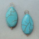 Large 1 1/4" Turquoise Teardrop INTERCHANGEABLE Earrings Charms YG or SS