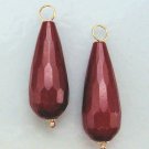 LG Faceted Ruby Red Jade Teardrops INTERCHANGEABLE Earring Charms YG or SS