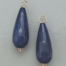 LG Faceted Denim Blue Jade Teardrops INTERCHANGEABLE Earring Charms YG or SS