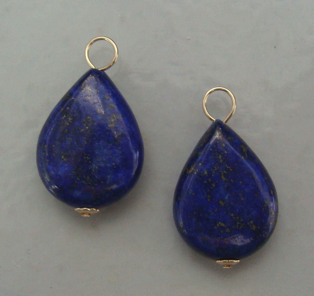 Lapis Lazuli Teardrop INTERCHANGEABLE Earring Charms YG or SS