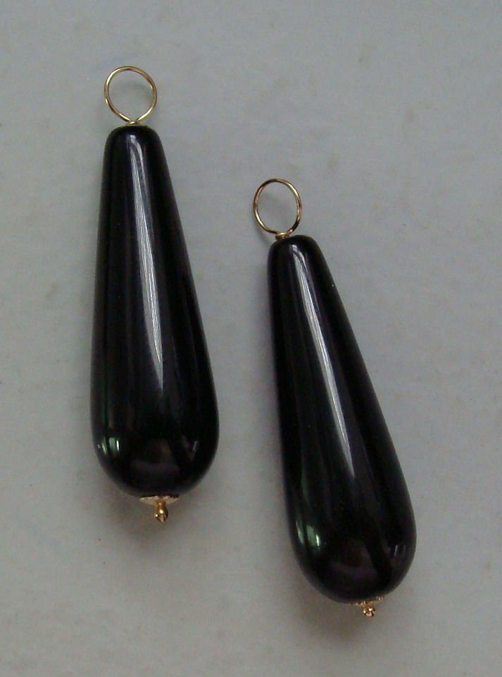 XL AAA Smooth Onyx INTERCHANGEABLE Earring Charms YG or SS