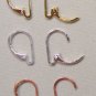 3 Pairs INTERCHANGEABLE Leverback Earring Wires 1 Silver, 1 Rose & 1 Yellow Gold