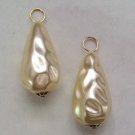 11x22mm Cream Teardrop Faux Pearl INTERCHANGEABLE Earring Charms YG or Sterling