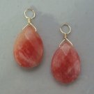 Large Faceted Rose Jade Teardrops INTERCHANGEABLE Earring Charms YG or SS