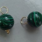 10mm Lab Malachite INTERCHANGEABLE Earring Charms YG or SS