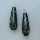 XL 10x30mm Green with Pyrite Fools Gold INTERCHANGEABLE Earring Charms YG or SS