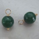 Micro Faceted 10mm Emerald Green Jade INTERCHANGEABLE Earring Charms YG or SS