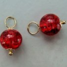 8mm Deep Red Cracked Crystal INTERCHANGEABLE Earring Charms YG or SS