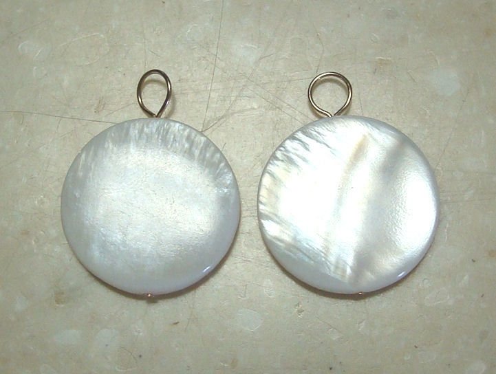 20mm White MOP Coin INTERCHANGEABLE Earring Charms YG or SS