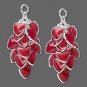 22x32mm Red Heart Cluster INTERCHANGEABLE Leverback Earrings Charms GP or SP