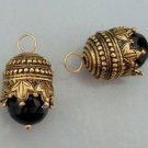 Crowned 10mm Faceted Onyx INTERCHANGEABLE Earring Charms YG or SS