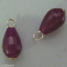 Med Faceted Deep Magenta Jade Teardrops INTERCHANGEABLE Earring Charms YG or SS