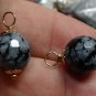 12mm Faceted Snowflake Obsidian INTERCHANGEABLE Earring Charms YG or SS