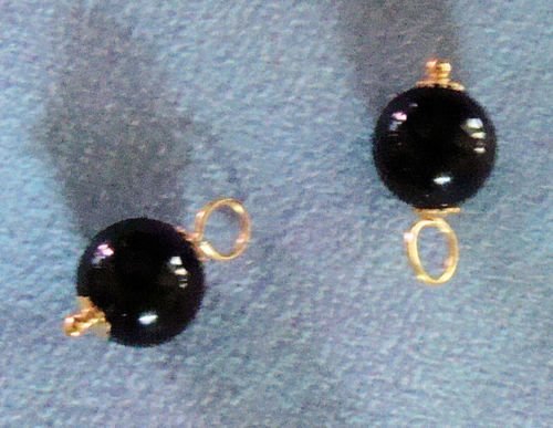 8mm Smooth Onyx INTERCHANGEABLE Earring Charms YG or SS