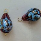 LG Fabulous Hand Blown Turquoise & Plum INTERCHANGEABLE Earring Charms YG or SS