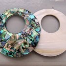 2.5" 65mm MOP Mosaic Paua Abalone Shell Reversible INTERCHANGEABLE Donut Pendant