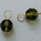 8mm Tourmaline Green INTERCHANGEABLE Earring Charms YOUR CHOICE of Wire YG or SS
