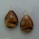 Smooth Tigers Eye Teadrops INTERCHANGEABLE Earring Charms YOUR CHOICE YG or SS