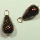 10x20m Chocolate Hammered Teardrop Pearl INTERCHANGEABLE Earring Charms YG or SS