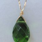 XLG Green Quartz Glass Pendant YG or SS
