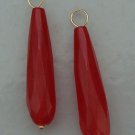 Long & Thin Faceted Red Jade INTERCHANGEABLE Earring Charms YOUR CHOICE YG or SS