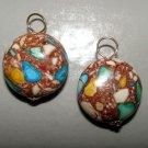 16mm Coin Turquoise Autumn Mix Howlite INTERCHANGEABLE Earring Charms YG or SS