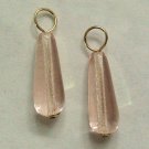 Pretty Pale Pink Czech Glass Teardrop INTERCHANGEABLE Earring Charms YG or SS