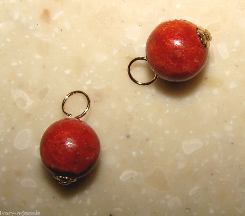 8m Sponge Coral INTERCHANGEABLE Earring Charms YG or SS
