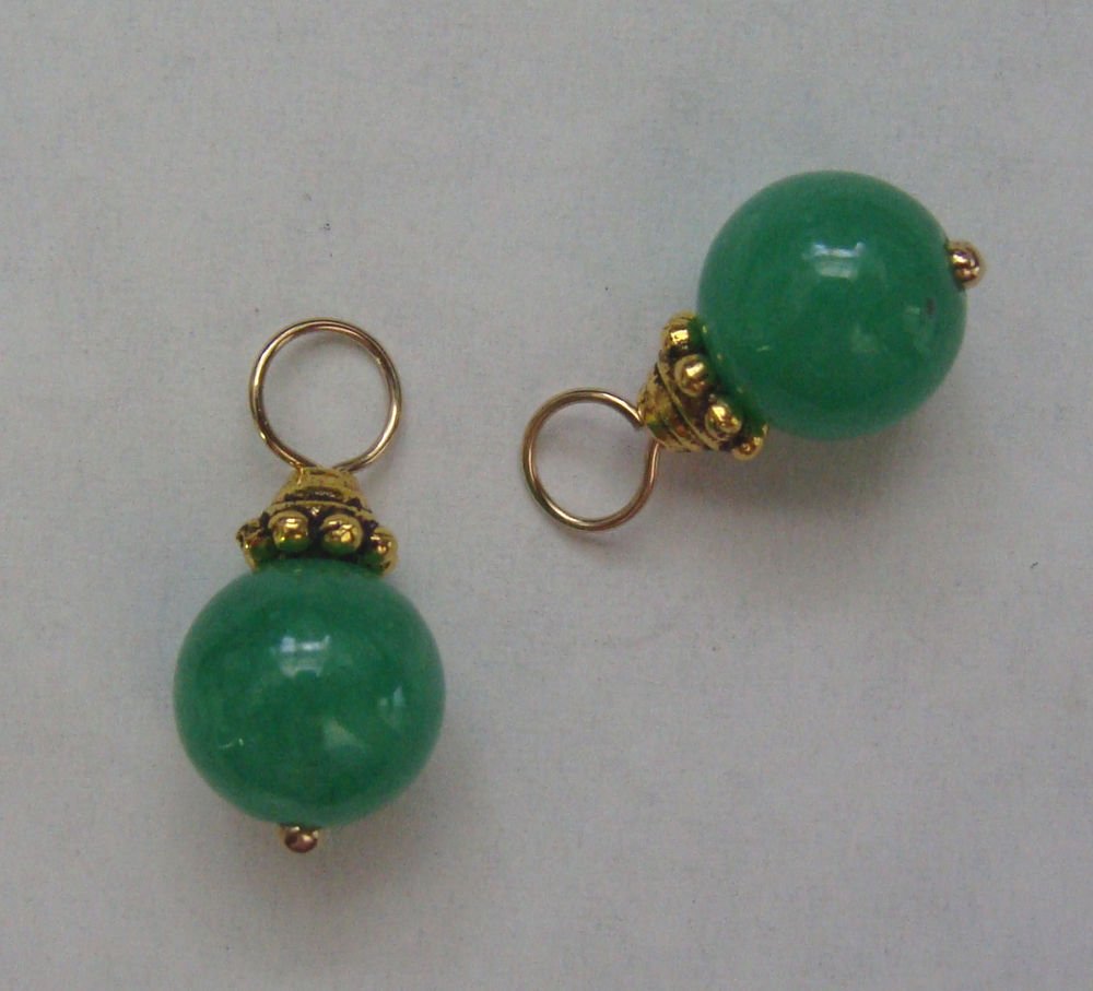 Fancy 8mm Green Chalcedony INTERCHANGEABLE Earring Charms YG or SS