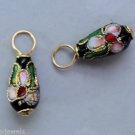 Small 10mm Cloisonne Black Teardrop INTERCHANGEABLE Earring Charms YG or SS