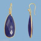 Gorgeous16x37mm INTERCHANGEABLE Bezel Set Sapphire Earrings Gold over 925 Silver
